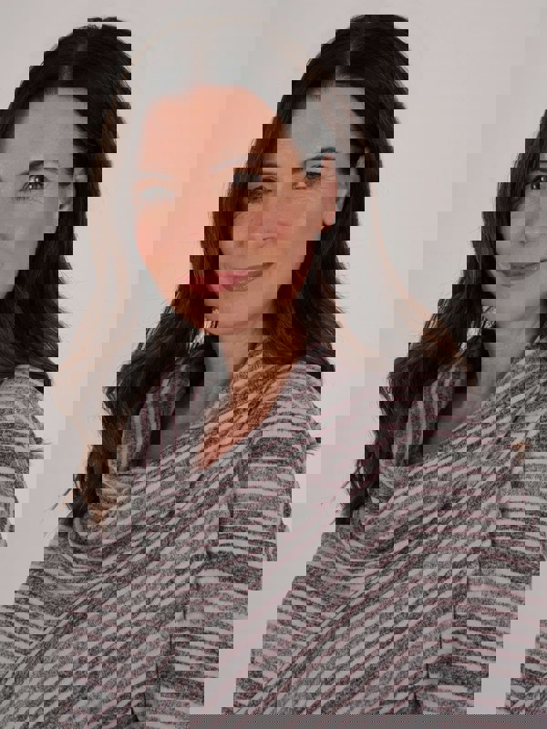 TIGI-Wear Stripe Panel Cut Cowl Neck Top