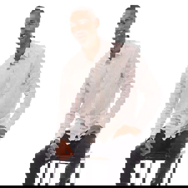 Boss Mens C-Cole Stripe Shirt - White/Light Pink