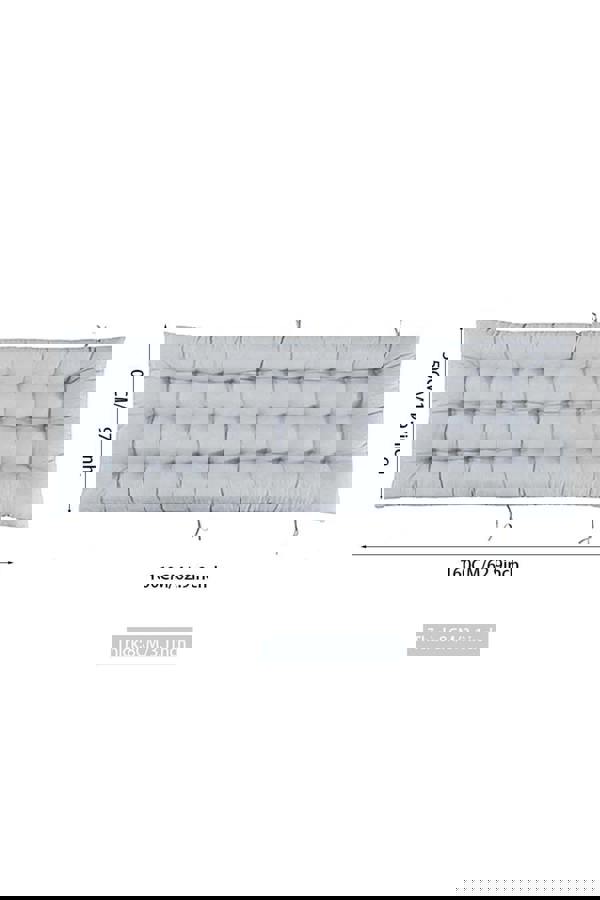 Living and Home 160x50cm Grey Outdoor Sun Lounger Cushion with Slip-Over Back & Side Tie Straps
