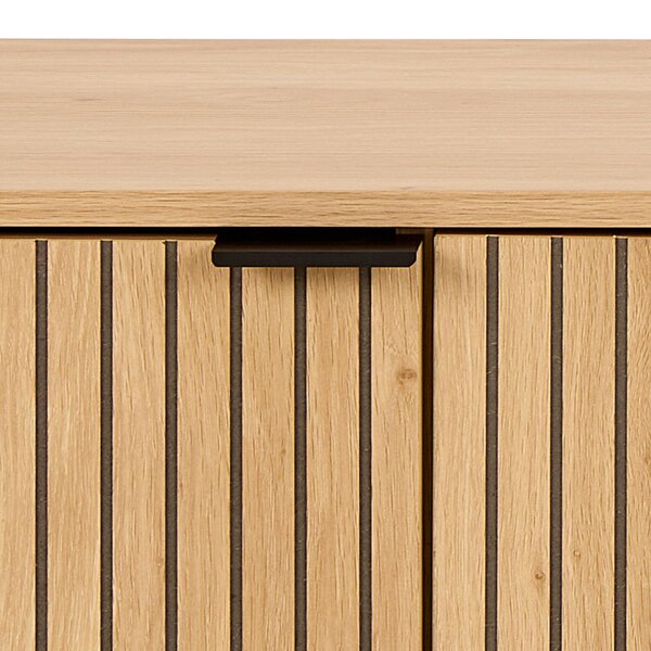 Wyld Haus Brisbane 176cm Slatted Wild Natural Oak TV Unit 3 Doors Black Metal Legs