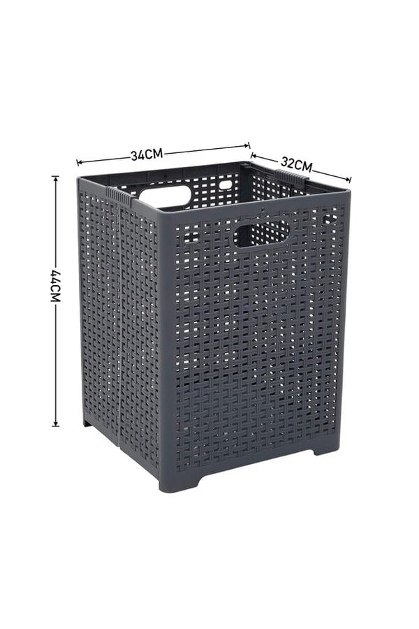 Living and Home Japanese Style Foldable Laundry Basket with Hollow Plastic Design