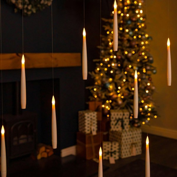 Samuel Alexander Set of 10 15cm Floating White LED Battery Candles in Warm White with Remote Control