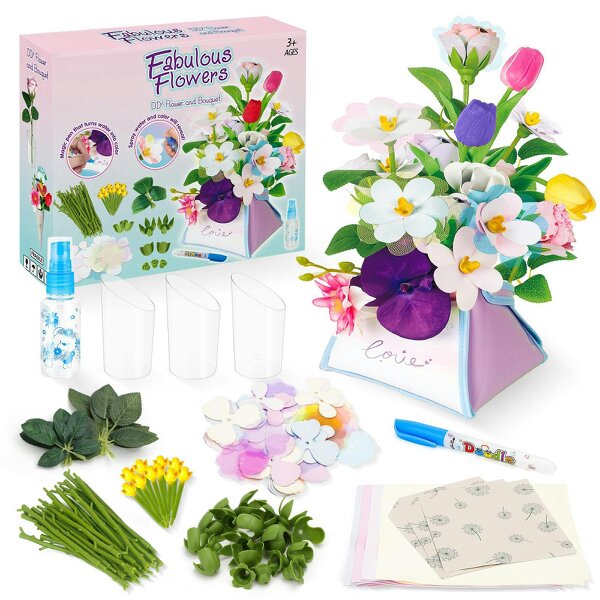 deAO Toys Fabulous Flowers DIY Flower Bouquet Kit for Kids