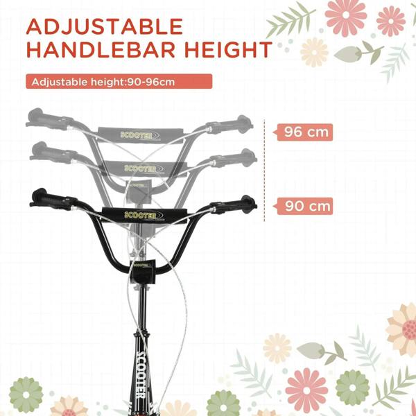 Black kids kick scooter adjustable handlebar area with varying height positions