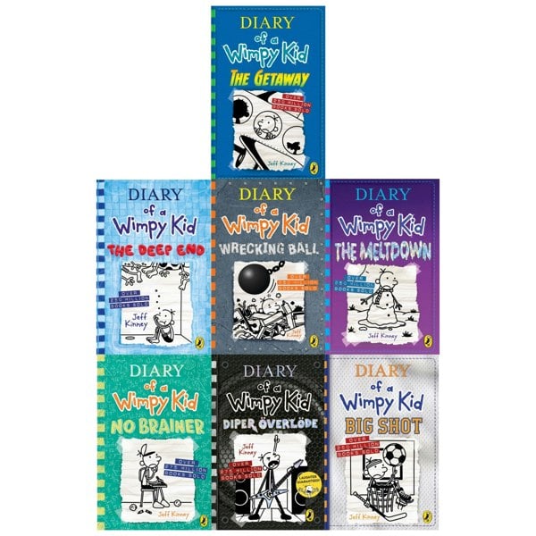 Diary Of A Wimpy Kid 8 Books Collection Set by Jeff Kinney Hot Mess, No Brainer & more