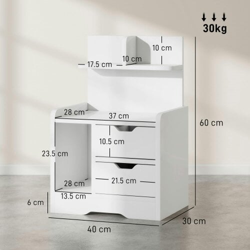 Wyld Haus Sora Nico High Gloss White Bedside Table With 2 Drawers And Shelves