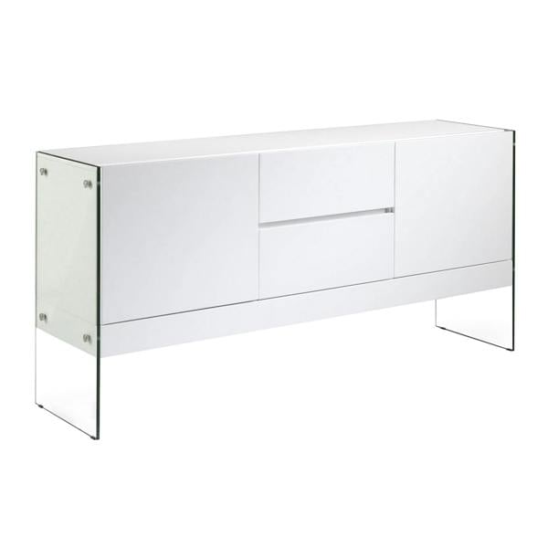 Angel Cerdá White Wood and Tempered Glass Sideboard 3063