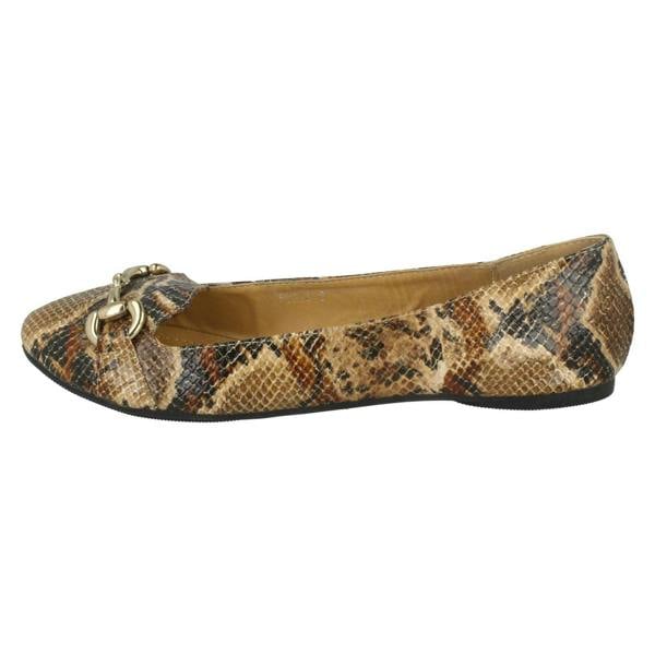 Spot On Ladies Spot On Flat Snake Print Ballerina