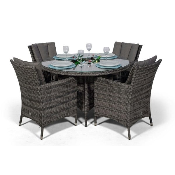 Giardino Savannah Round 4 Seater Patio Dining Set with Ice Bucket Drinks Cooler