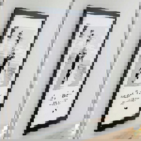 Personalised Memento Company Personalised Heart Photo Upload Black Poster Frame