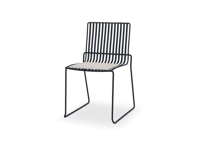 Natural Upholstered & Black Stacking Dining Chair by Gillmore