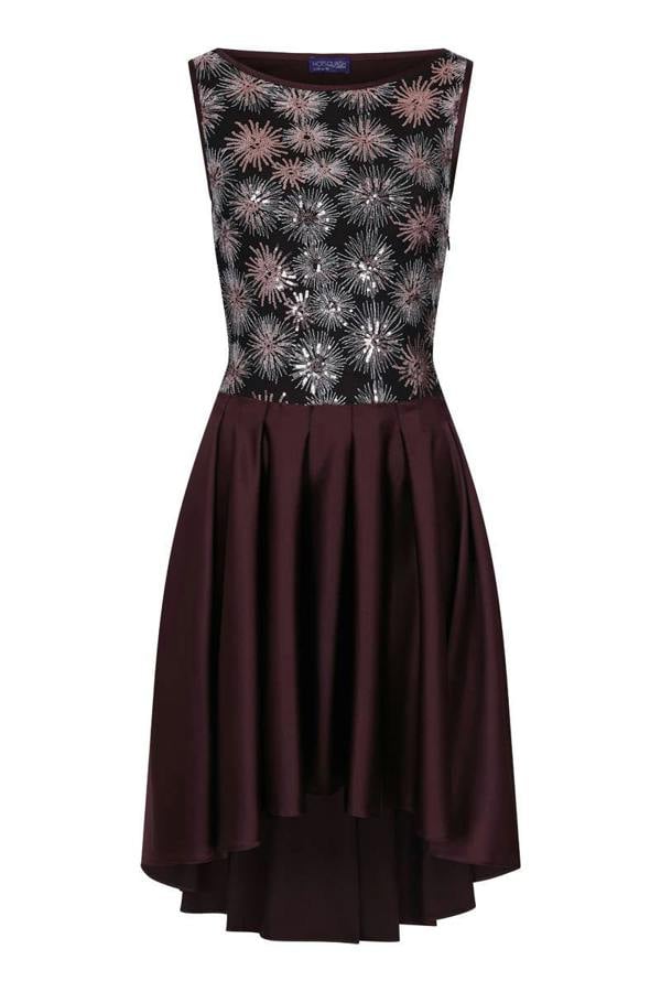 HotSquash Boat Neck Midi Dress with High Low Skirt