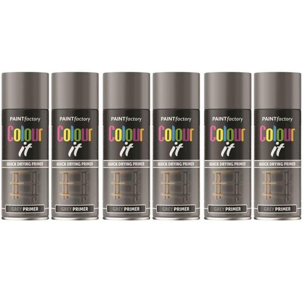 Paint Factory 6X  Grey Primer Spray Paint 400ml