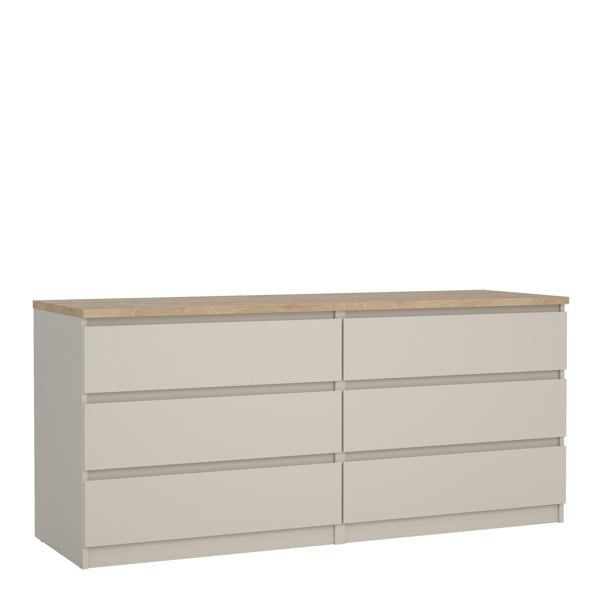 Furniture To Go Naia Wide Chest of 6 Drawers (3+3) in Cashmere Jackson Hickory