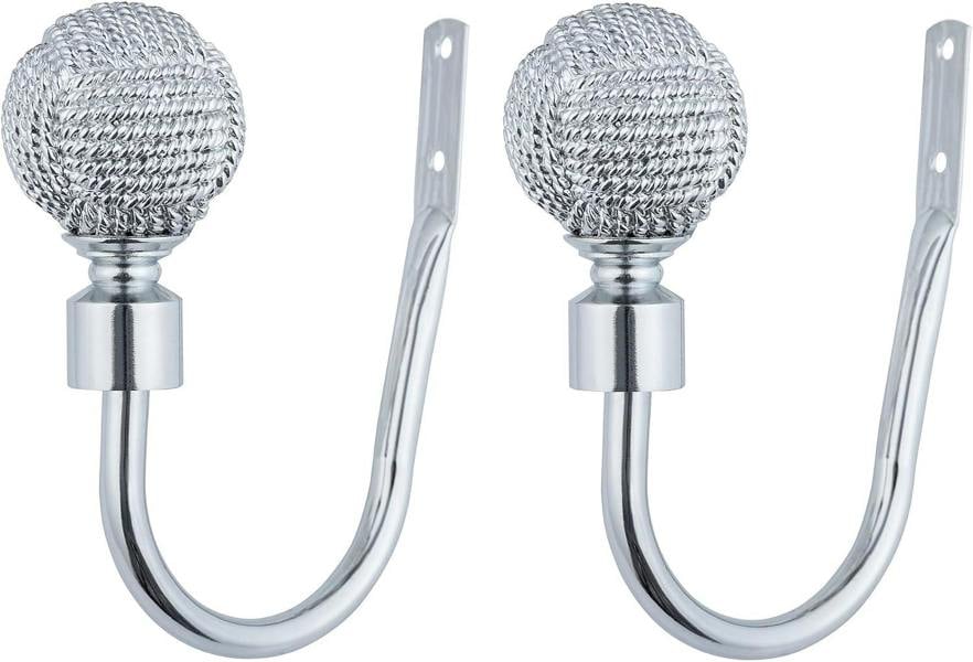 A.Unique Home Pair of Knotted Ball Metal Holdbacks (Pair of Holdbacks) - Nickel