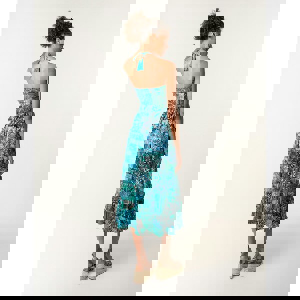 Blue Vanilla Patchwork Halter Neck Dress