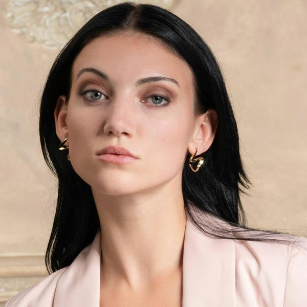Gold Plated S Shaped Unusual Statement Earrings for Women - namana.london