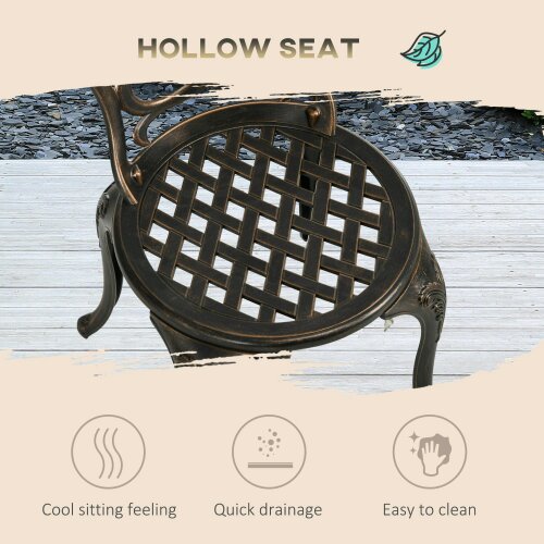Wyld Haus Niso Aluminium Bronze Tone 3 Piece Garden Bistro Set With Umbrella Hole Table And Chairs