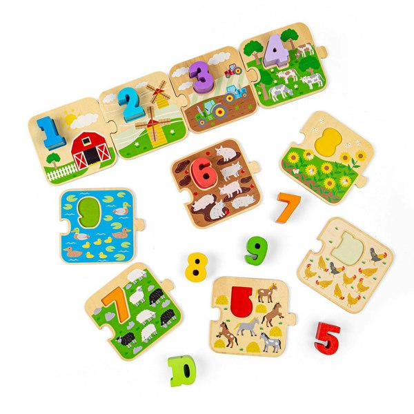 Bigjigs Toys Wooden 1-10 Tile Puzzle