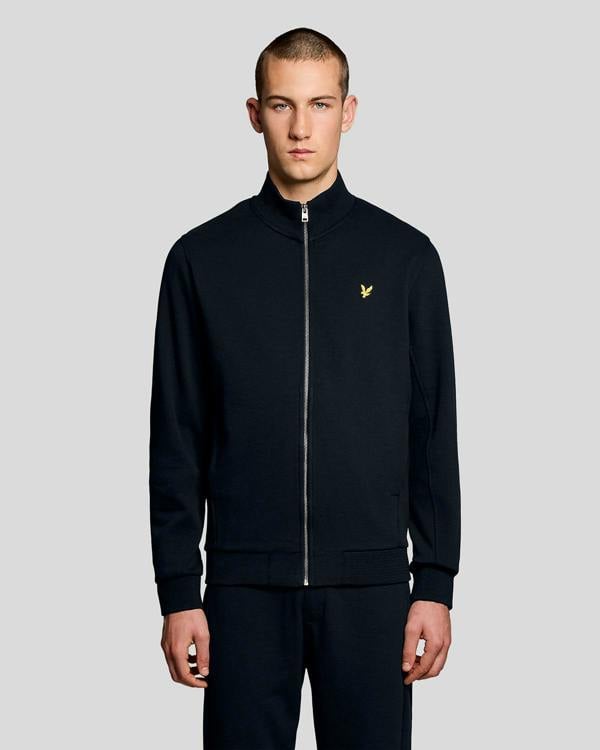 Lyle & Scott Pique Mens Full Zip Sweatshirt - Z271 Dark Navy | CHO | Designer Mens Full Zip Sweatshirts
