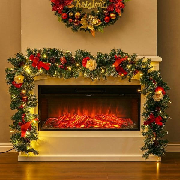 Cute Pre-lit Artificial Christmas Garland with Santa for Door and Mantel Living and Home