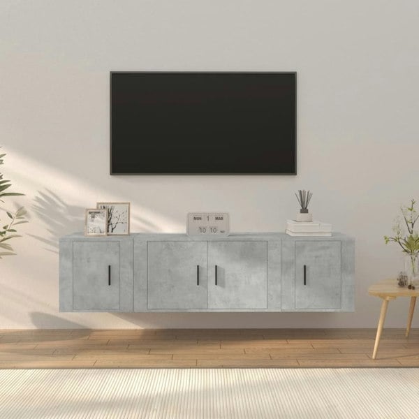 Berkfield 3 Piece TV Cabinet Set Concrete Grey Engineered Wood