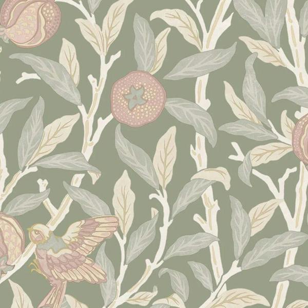 William Morris At Home Bird & Pomegranate Wallpaper | Rose Garden