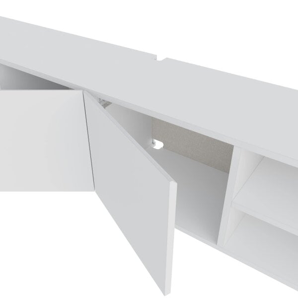 Decortie Conrad 180cm Floating TV Stand, Wall-Mounted Unit with 3 Soft-Close Doors & Open Shelves