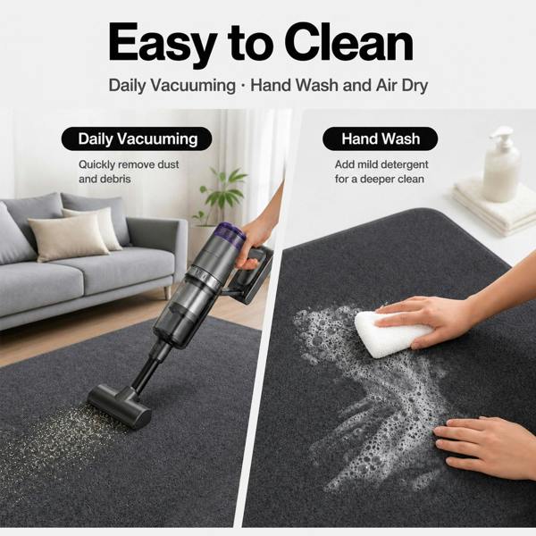 Marlow Rugs Living Room&nbsp; Faux Wool Carpet Rebound Foam Non Slip Washable Grey
