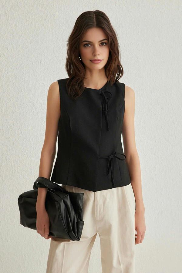 WOVCOR Tie Detail Vest