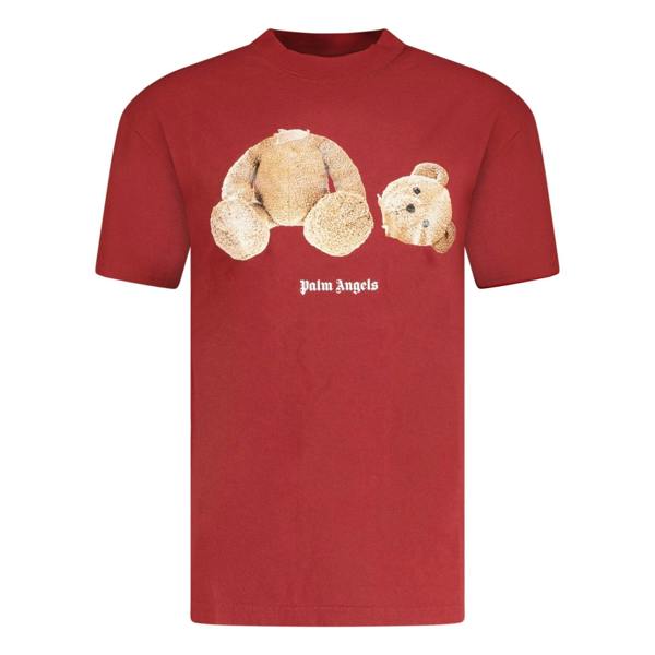 Palm Angels Bear Print T-Shirt Red - chancefashionco