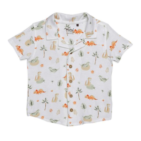 Mini Cuddles Baby Boys All-Over Dinosaur Printed Shirt, Multicolour