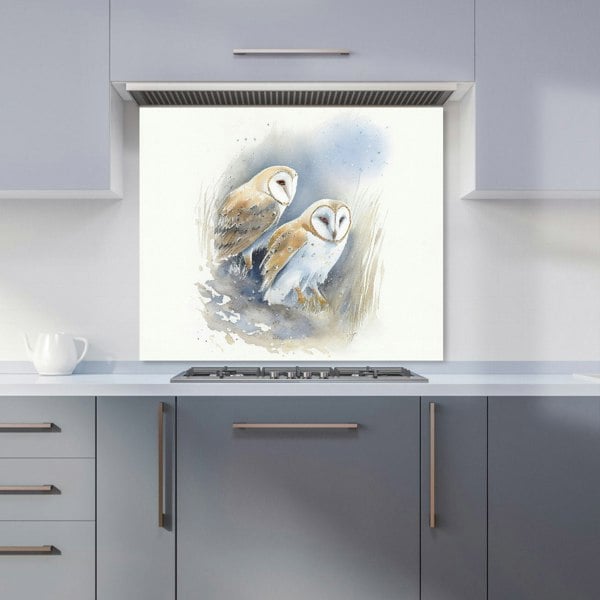 Warren Reed - Designer Barn Ano Owls Watercolour Kitchen Splashback