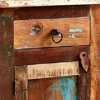 Wyld Haus Seattle Reclaimed Wood Modern Bedside Table 1 Drawer 1 Door