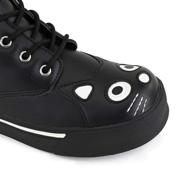 TUK Footwear TUK Women's Kitty Black Vegan Leather Combat Sneaker Boots - A6570L