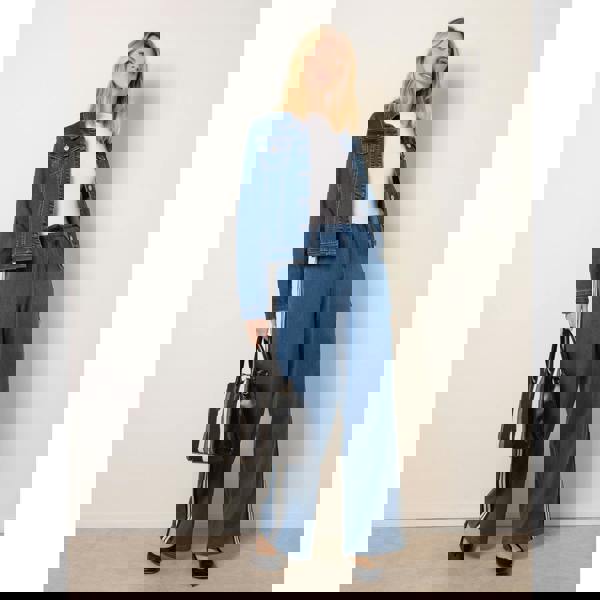 Blue Vanilla Stripe Trousers With Elasticated Waist