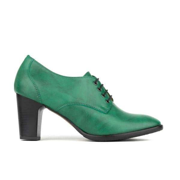 Embassy London Roulette - Green - Women's leather heeled oxford lace-up