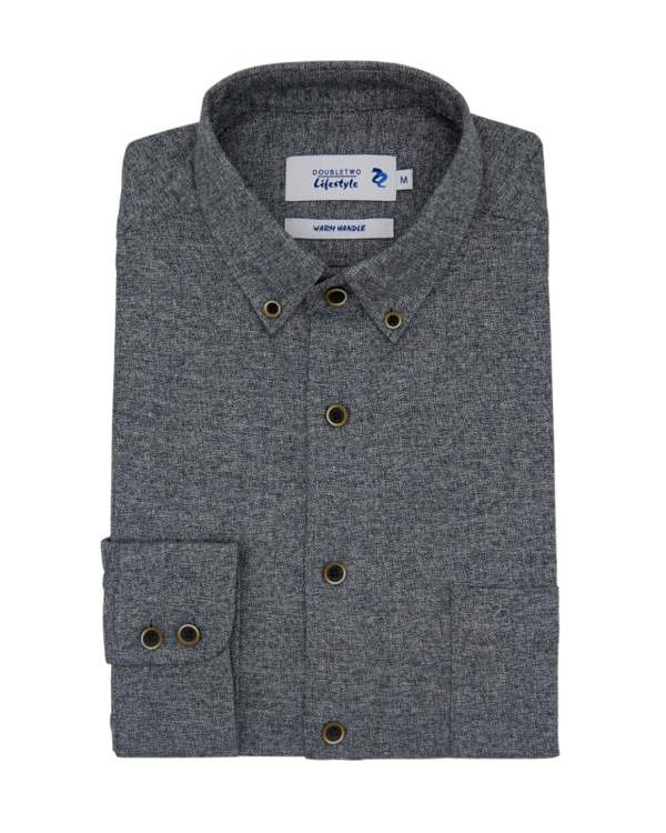 Charcoal Warm Handle Button Down Collar Casual Shirt