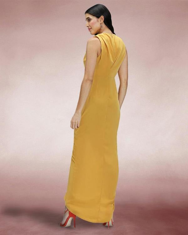 HotSquash Deep V-Neck Ruched Dress