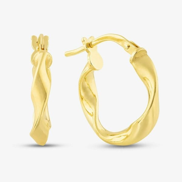 T. H. Baker Silver Gold Plated 16mm Twisted Hoop Earrings S3375