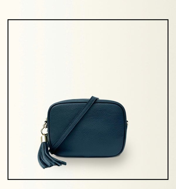 Apatchy London The Tassel Navy Leather Crossbody Bag - Navy