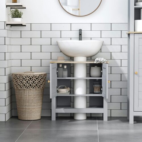 Wyld Haus Rola Grey Under Sink Vanity Storage Cabinet With Adjustable Internal Shelving