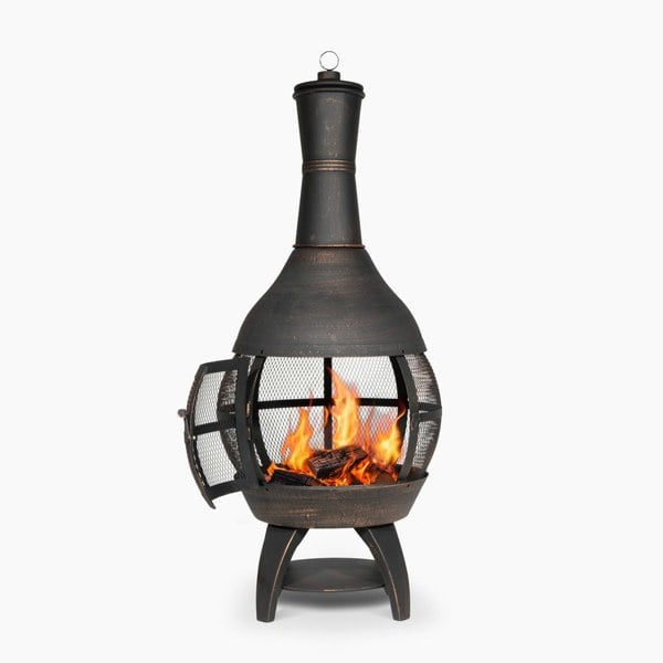 Antique Bronze 360 Degree Fire Pit Wood Burner - Outdoor Garden Heater Mesh - LoopsDirect