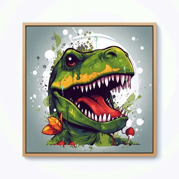 Warren Reed Laughing T-Rex Framed Canvas