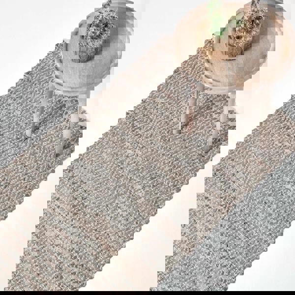 HOMESCAPES Real Leather Handwoven Diamond Pattern Rug