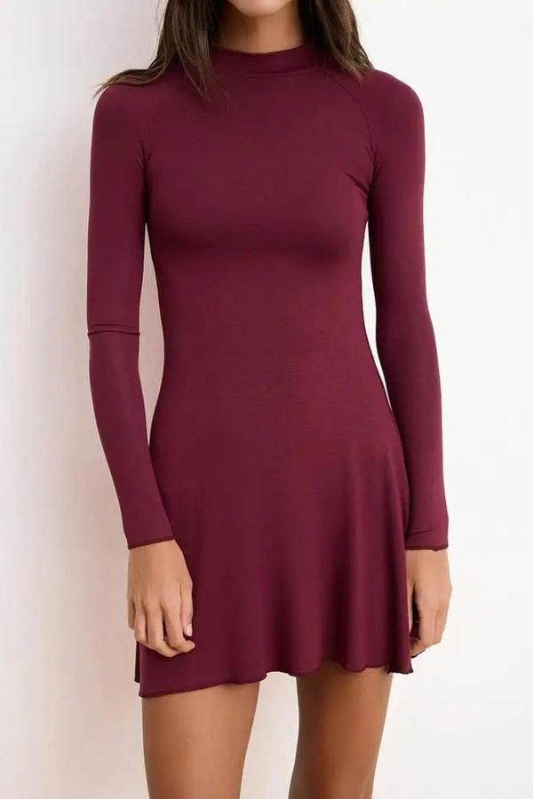 WOVCOR Long-Sleeved Mini Soft Knit Dress