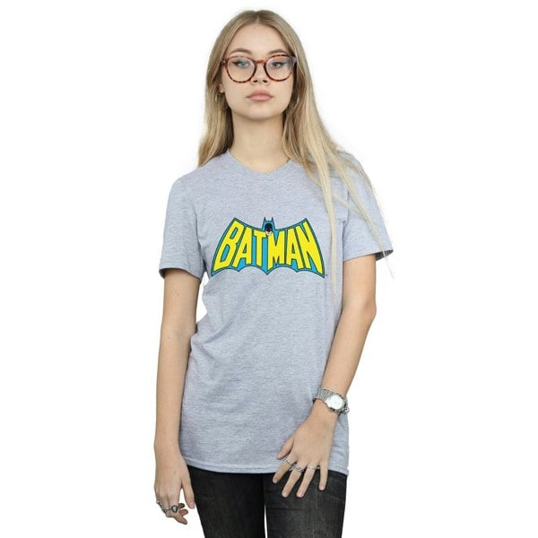 Batman Womens/Ladies Retro Logo Cotton Boyfriend T-Shirt - Sports Grey