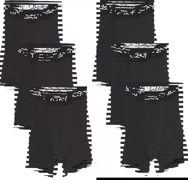 GantTrunks 3 - pack3 - Pack Classic Logo Boxer Trunks, BlackBoxers - and - Briefs.net