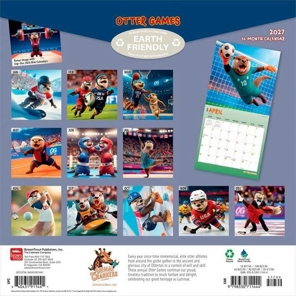 Otter Games Calendar 2027, Wall Calendars, Month To View, Animals, Gift
