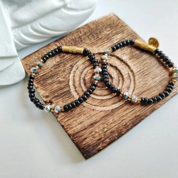 The Colourful Aura Black Green Bead Daily Elegant Indian Mangalsutra Adult & Kids Nazaria Bracelet